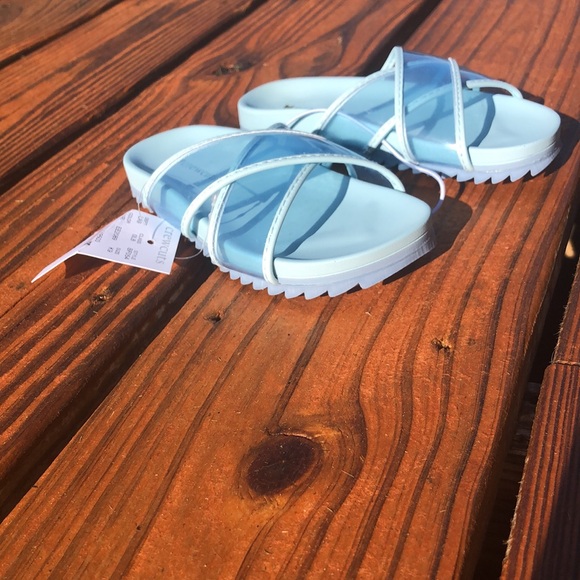 NWT J Crew Crewcuts Lt. Blue Pool Sliders with Cross Straps Sizes 8-10 ,11, 13 - Picture 10 of 11